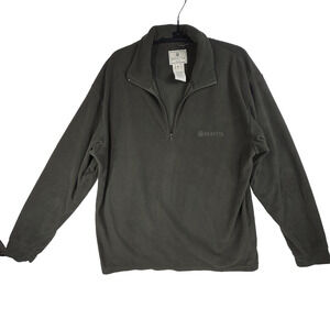 Beretta Fleece Pullover Jacket Mens XL Green 1/4 Zip Mock Neck Italy Designer